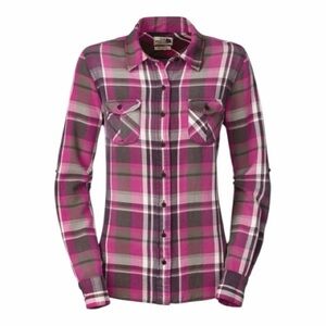 THE NORTH FACE Suncrest Flannel Long-Sleeve Button-Up Shirt LARGE Pink Multi VGC